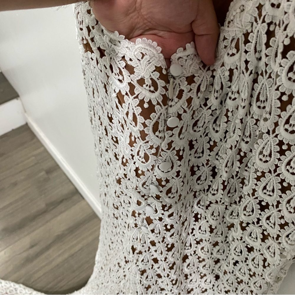 Daughters Of Simone Hollis Long Sleeve White Lace Crochet Gown Maxi Dress‎ XL - Picture 9 of 11